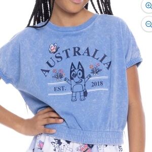 Bluey Australia Girls Embroidered Short Sleeve Graphic Top Size XL 14/16